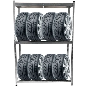 Belko® Reifenregal T110, 180x120x40 cm, für 8 Reifen mit Kantenschutz und Ablage, max. 200 kg Tragkraft, verzinkt